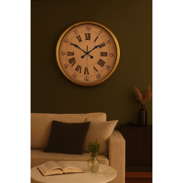 Mey İthalat® 52 cm Eskitme Metal Roma Rakamlı Duvar Saati