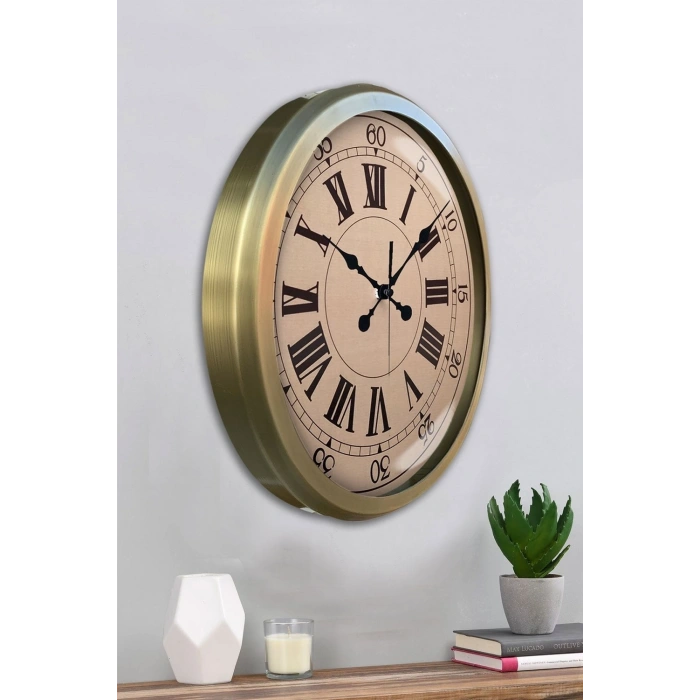 Mey İthalat® 52 cm Eskitme Metal Roma Rakamlı Duvar Saati