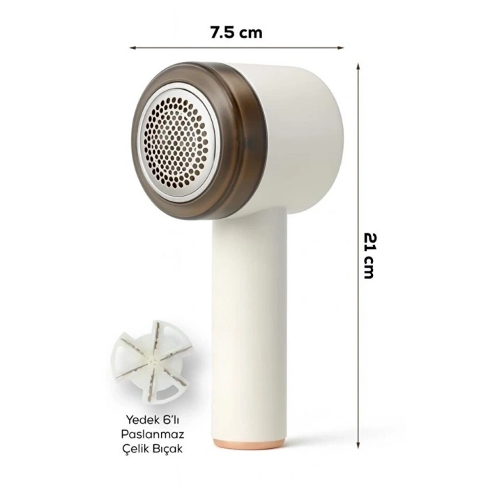 Mey İthalat® 6 Bıçaklı 2 Kademeli  Tüy Tiftik  Şarjlı   Temizleme Makinesi Ve Tüy Toplama Rulosu (Yedek Bıçaklı)