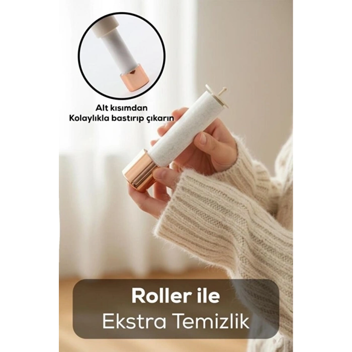 Mey İthalat® 6 Bıçaklı 2 Kademeli  Tüy Tiftik  Şarjlı   Temizleme Makinesi Ve Tüy Toplama Rulosu (Yedek Bıçaklı)