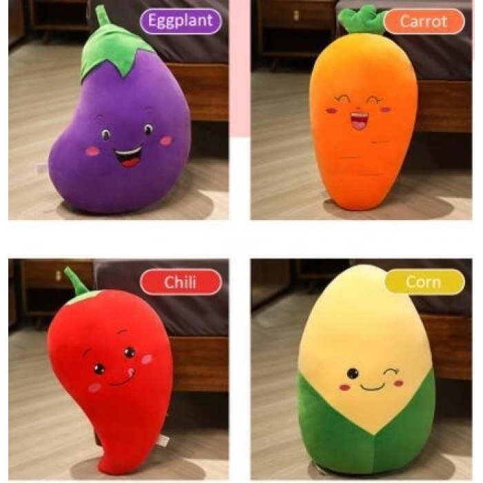 Mey İthalat® 62297 PELUŞ 30CM HAVUÇ,PATLICAN,MISIR,KIRMIZI BİBE