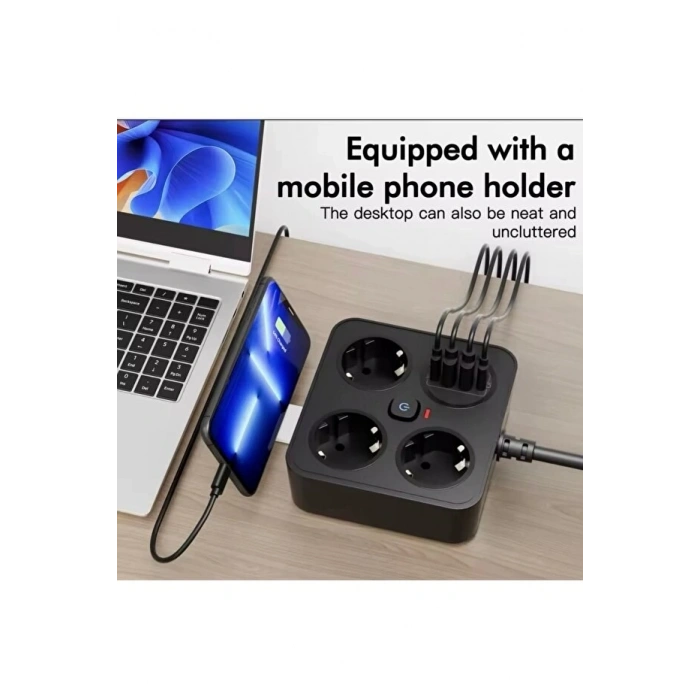 Mey İthalat®  Akım Korumalı Avrupa Tip-C USB Soket Kartı 2 Metre - Güvenli ve Uzun Kablo Çözümü