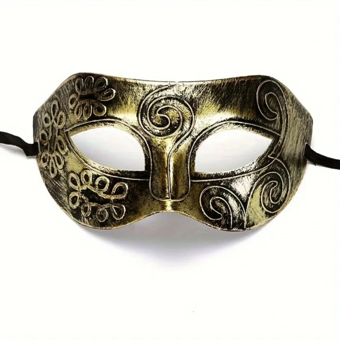 Mey İthalat® Altın Eskitme Yüz Maskesi - Antik Tarz Balo Maskesi