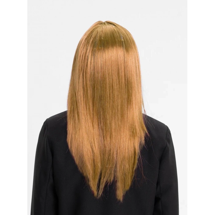 Mey İthalat® Altın Renk Düz Kesim İçi Astarlı Uzun Parti Peruğu Takma Saç