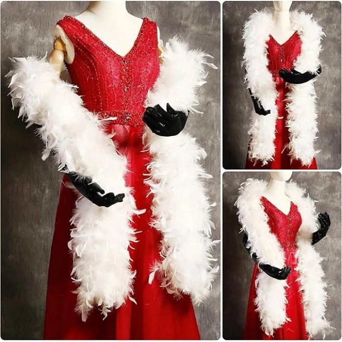 Mey İthalat® Beyaz Renk Kabarık Kalın Otriş Boa Tüy 6 cm Genişlik 180-200 cm Uzunluk