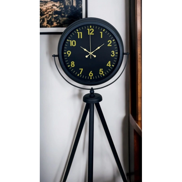 Mey İthalat® Black Prime Gold Rakamlı Tripod Ayaklı Saat