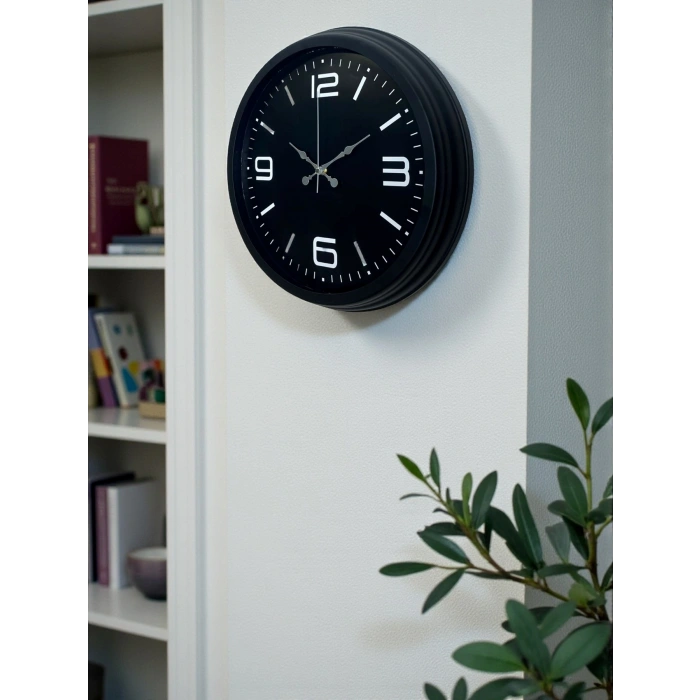 Mey İthalat® Black Royal Tasarım 40 cm Metal Duvar Saati