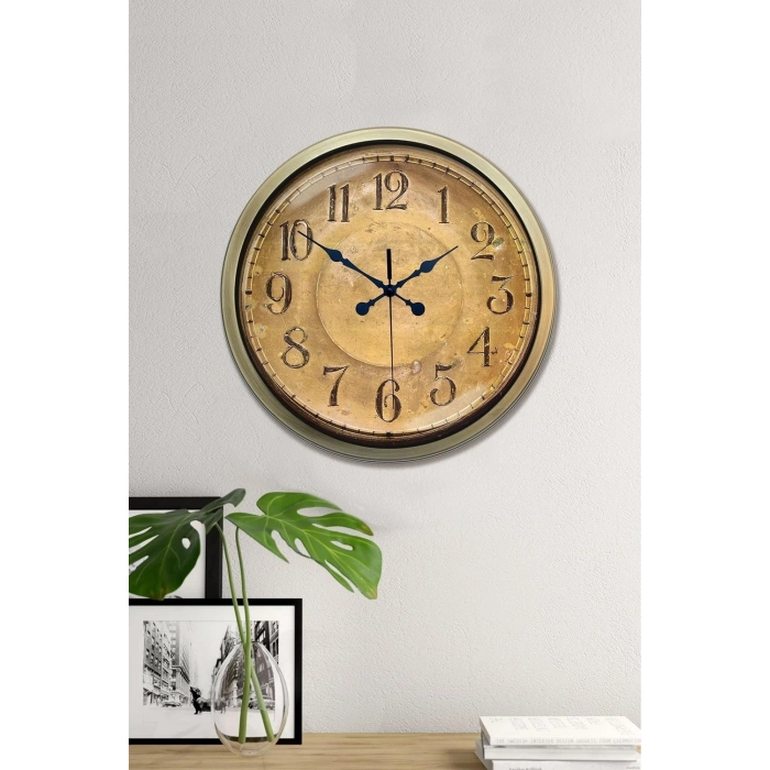 Mey İthalat® Bronz Nostalji 40 Cm Metal Eskitme Duvar Saati