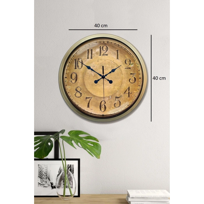 Mey İthalat® Bronz Nostalji 40 Cm Metal Eskitme Duvar Saati