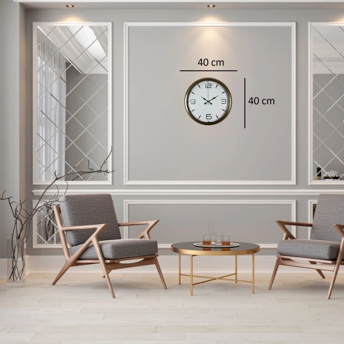 Mey İthalat® Bronze 40 Cm Metal Eskitme Duvar Saati