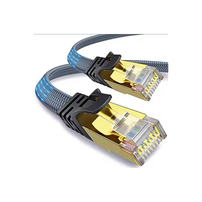Mey İthalat® Cat 8 LAN Kablosu –Ethernet Kablosu Örgü Kaplama, Yüksek Hızlı  (5 METRE)