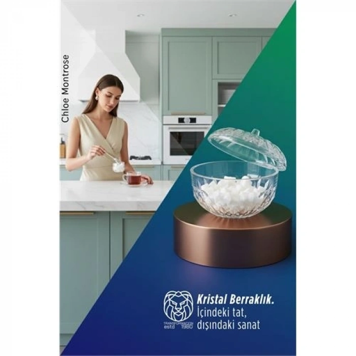 Mey İthalat® Chloe Montrose Serisi Kristal Berraklığında Şık Kapaklı Şekerlik 12x9 cm