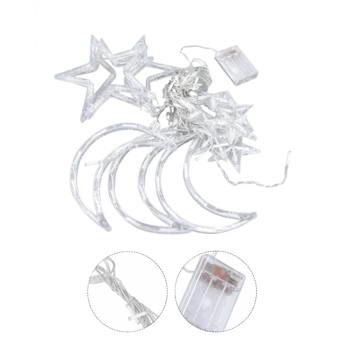 Mey İthalat® Dekoratif Ay Yıldız Perde LED Işık Ortam Aydınlatma