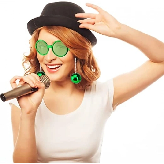 Mey İthalat® Disko Toplu Küpeli Parti Gözlüğü Yeşil Renk