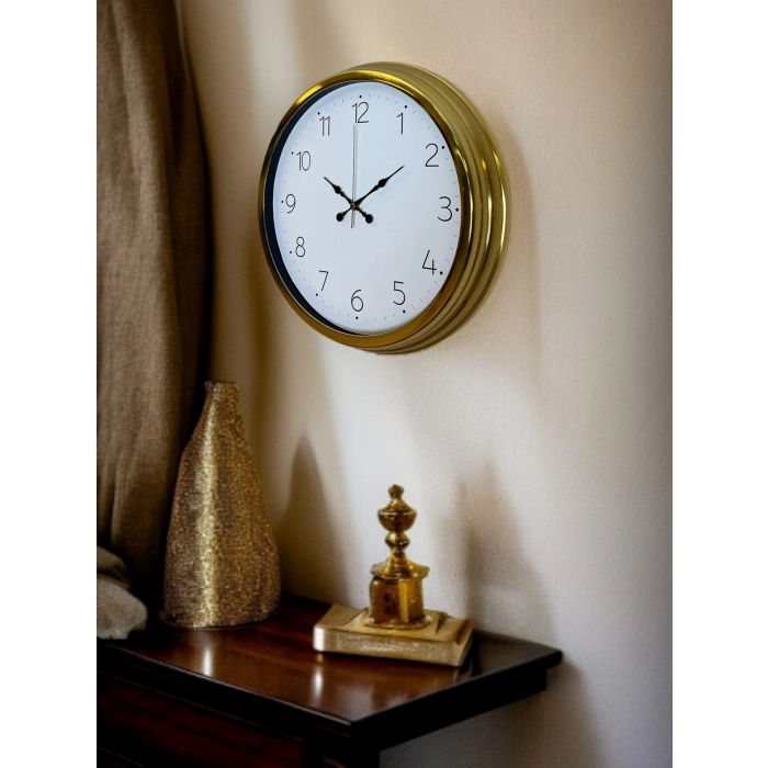 Mey İthalat® Elegance Gold 40 Cm Metal Dekoratif Tasarım Duvar Saati