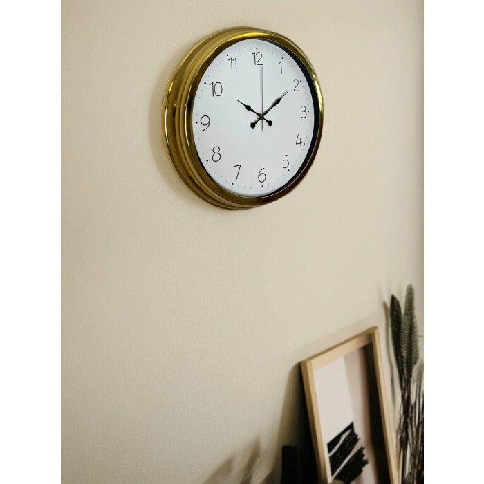 Mey İthalat® Elegance Gold 40 Cm Metal Dekoratif Tasarım Duvar Saati