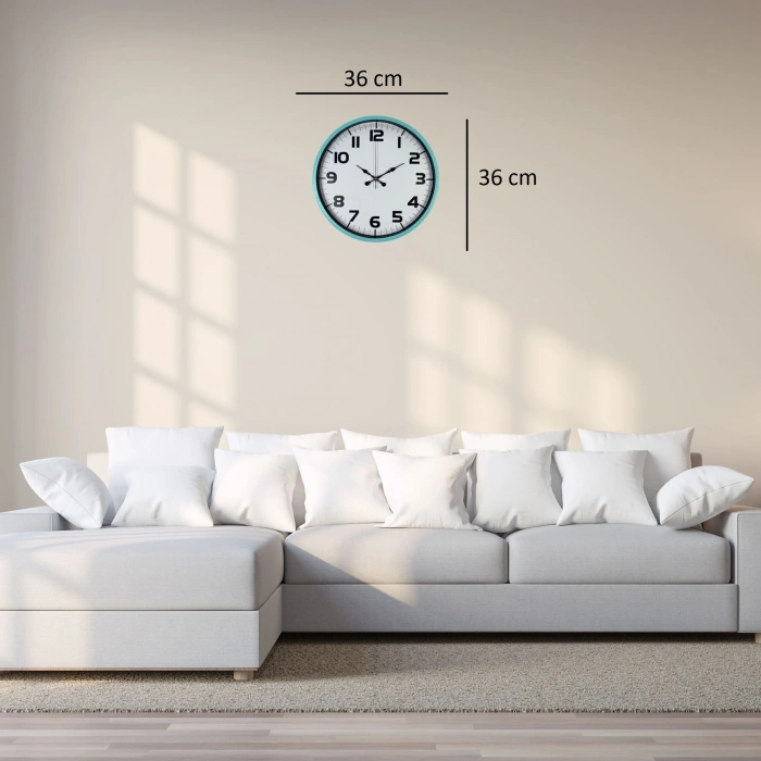 Mey İthalat® Elegance Turkuaz 36 Cm Duvar Saati