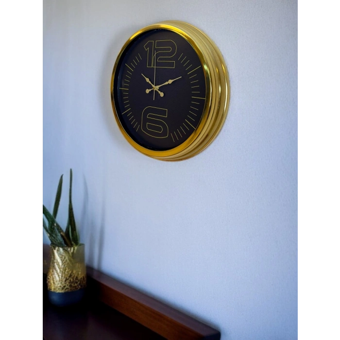 Mey İthalat® Elite Luxury Gold 40 Cm Metal Duvar Saati