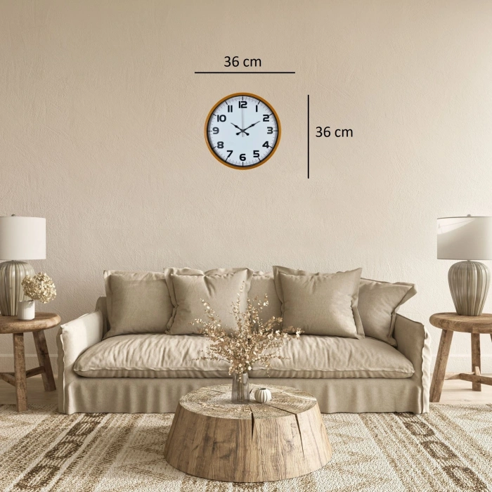 Mey İthalat® Elite Turuncu 36 Cm Şık Duvar Saati