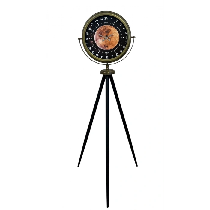 Mey İthalat® Eskitme 24 Saat Göstergeli Özel Tasarım Tripod Ayaklı Saat