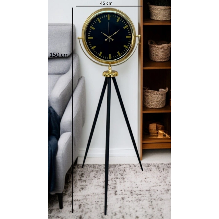 Mey İthalat® Eskitme Tripod Ayaklı Dekoratif Saat
