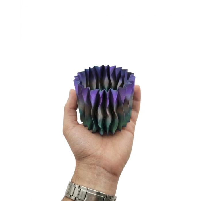 Mey İthalat® Estetik Dalga Formlu Mor 3D Baskı Dekoratif Vazo Modern Ev Aksesuarı