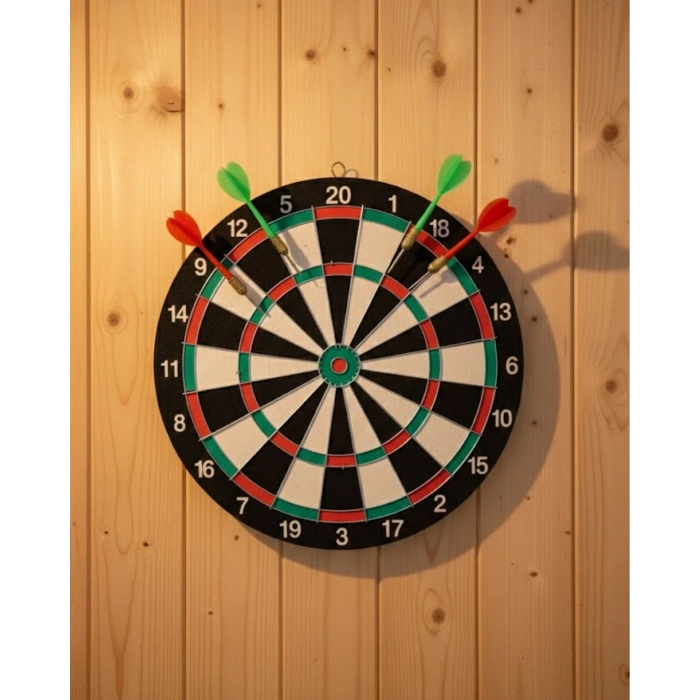 Mey İthalat® Ev ve Ofis İçin 17 İnç Dart Tahtası Seti 4 Adet Dart Oku Dahil