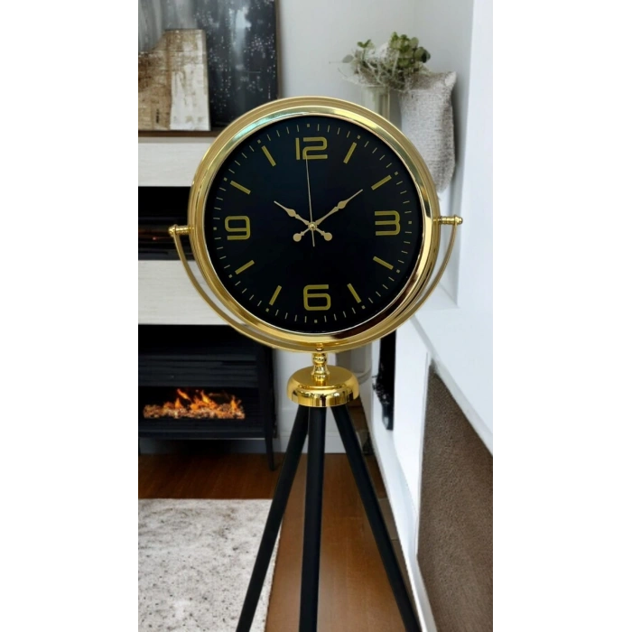 Mey İthalat® Gold Dekoratif Tasarım Tripod Ayaklı Saat