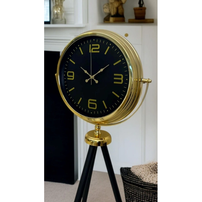 Mey İthalat® Gold Dekoratif Tasarım Tripod Ayaklı Saat