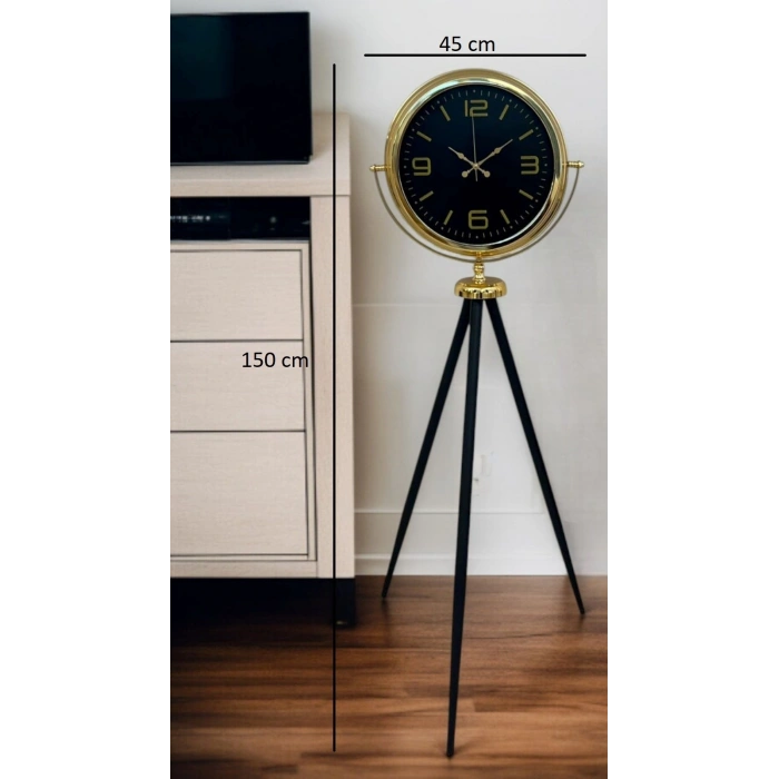 Mey İthalat® Gold Dekoratif Tasarım Tripod Ayaklı Saat