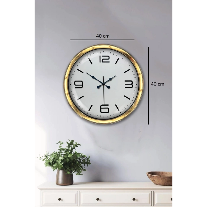 Mey İthalat® Gold Lüks 40 Cm Metal Modern Duvar Saati