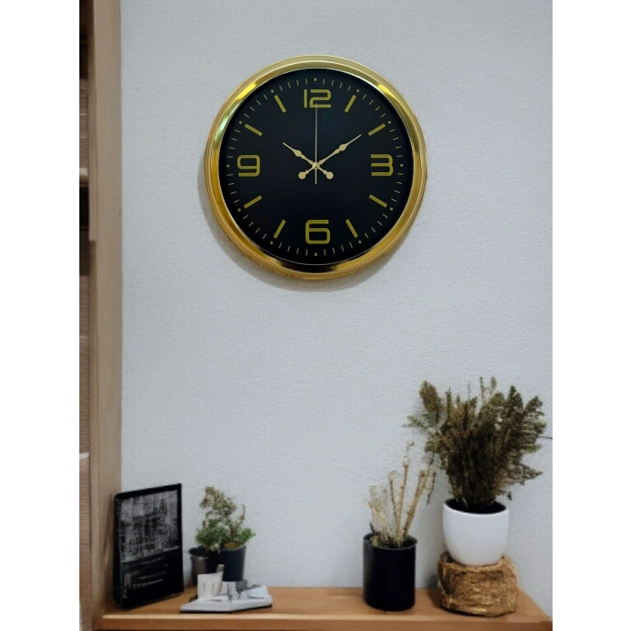 Mey İthalat® Gold Modern Rakamlı 40 Cm Metal Duvar Saati
