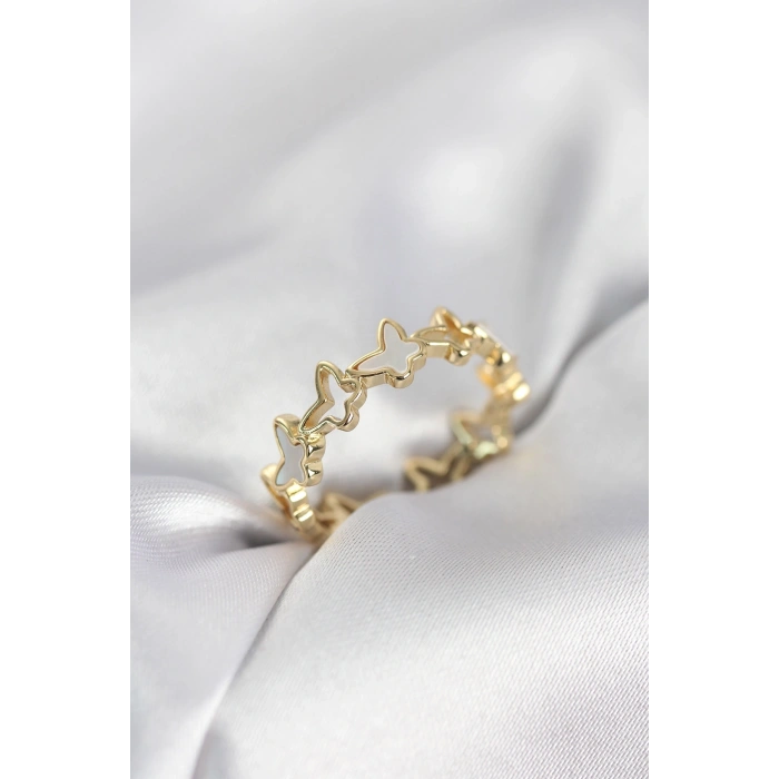 Mey İthalat® Gold Renk Kelebek Model Pirinç Kadın Yüzük