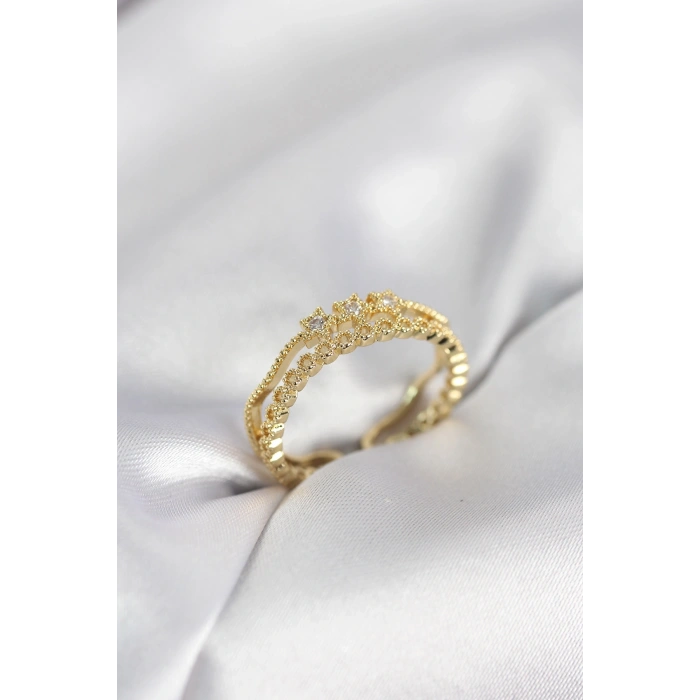 Mey İthalat® Gold Renk Minimal Yıldızlı Model Kadın Yüzük