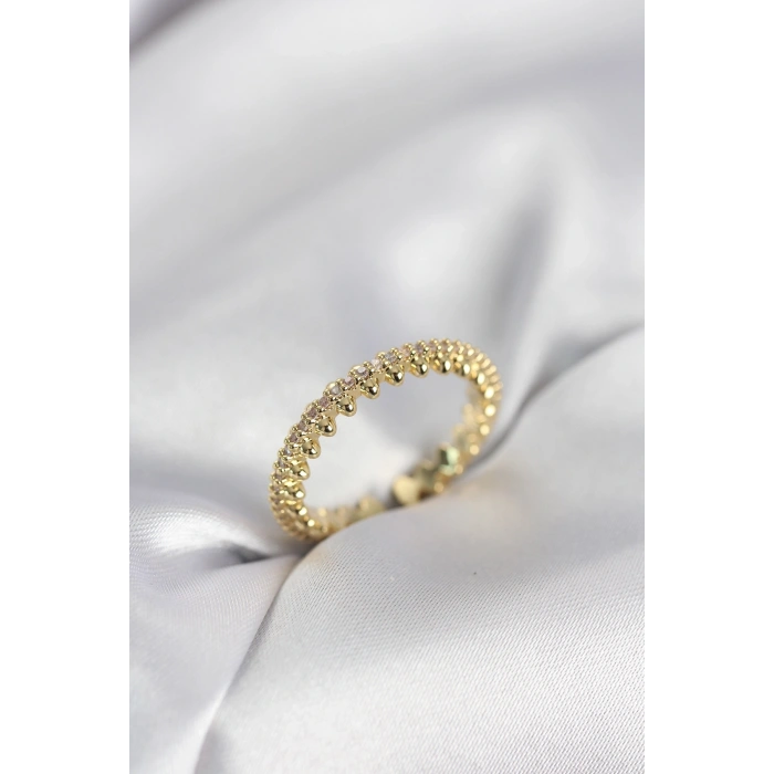 Mey İthalat® Gold Renk Sıralı Zirkon Taşlı Model Kadın Yüzük