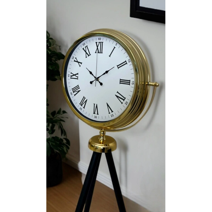 Mey İthalat® Gold Roma Rakamlı Lüks Tripod Ayaklı Saat
