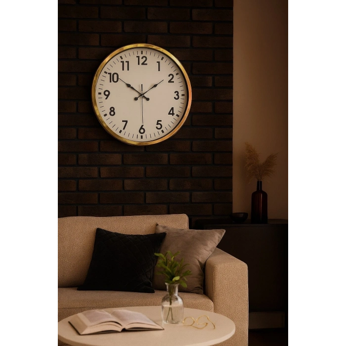 Mey İthalat® Gold Standart 52 Cm Metal Zarif Duvar Saati