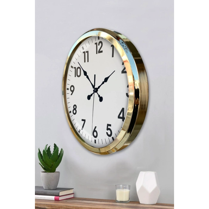 Mey İthalat® Gold Standart 52 Cm Metal Zarif Duvar Saati