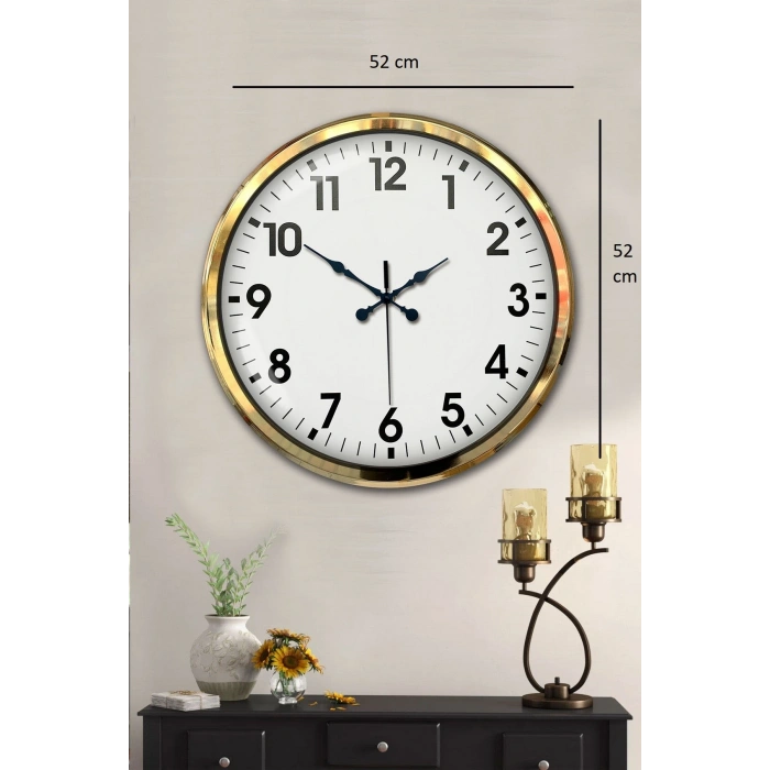 Mey İthalat® Gold Standart 52 Cm Metal Zarif Duvar Saati