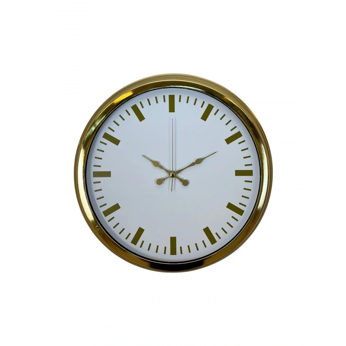Mey İthalat® Gold & White Lüks Tasarım 40 Cm Gold Metal Duvar Saati