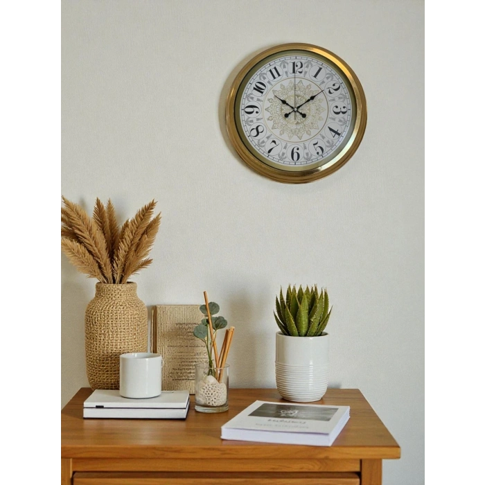 Mey İthalat® Gold Zarif 40 Cm Metal Duvar Saati
