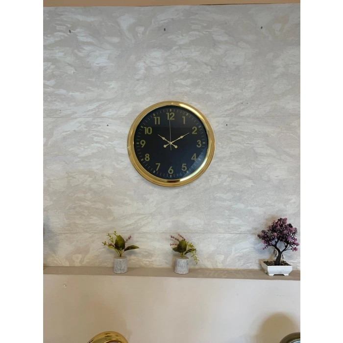 Mey İthalat® Golden Night Luxury 40 Cm Metal Duvar Saati