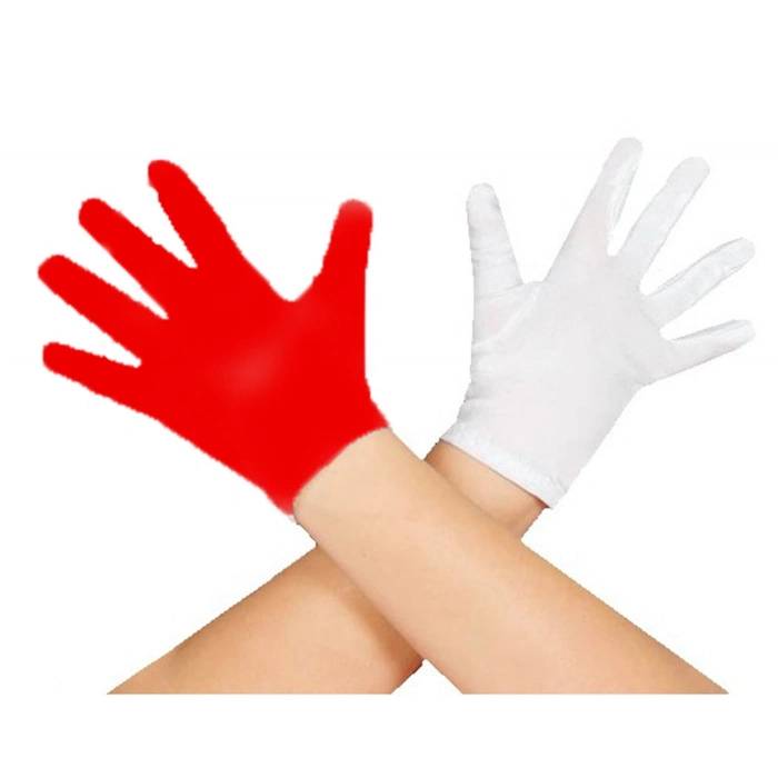 Mey İthalat® Gösteriler İçin 1 Çift Kırmızı Beyaz Pandomim Eldiveni Çocuk Boy