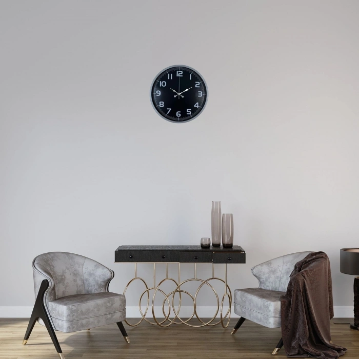 Mey İthalat® Gri Zarafet 36 Cm Duvar Saat