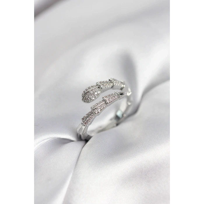 Mey İthalat® Gümüş Renk Zirkon Taşlı Yılan Model Kadın Yüzük