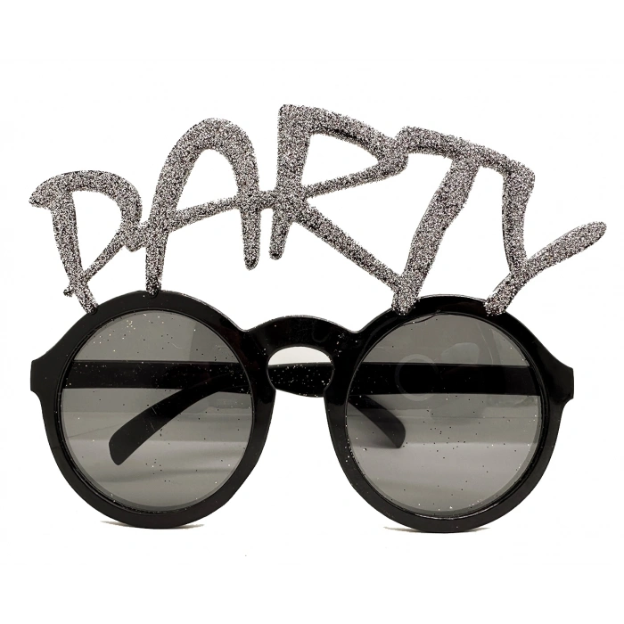 Mey İthalat® Gümüş Simli Party Yazılı Parti Gözlüğü Show 15x7 cm
