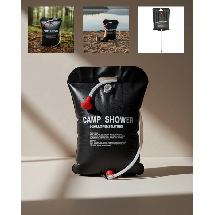 Mey İthalat® Güneş Enerjili Dış Mekan Duşu 20 Litre Dayanıklı PVC Kamp Duş Sistemi