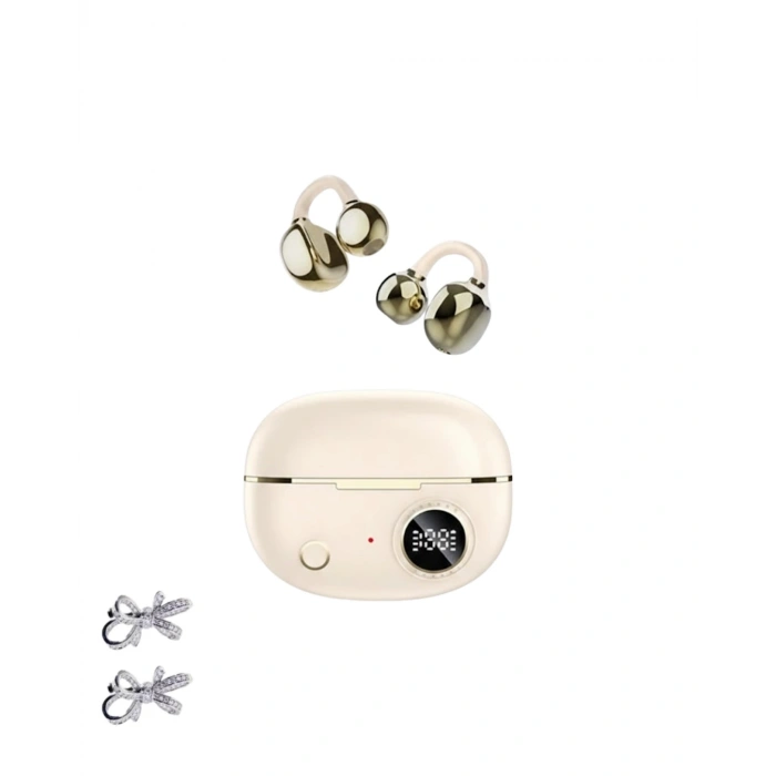 Mey İthalat® Handsfree Kablosuz Bluetooth Kulaklık Kristal Net Ses 2 Kurdele Küpe Hediyeli