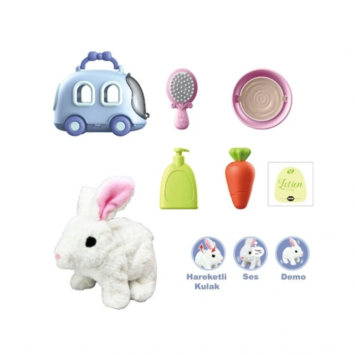 Mey İthalat®  JND-6800 Taşıma Araba Çantalı Hareketli Pilli Tavşan Set -Vardem Oyuncak