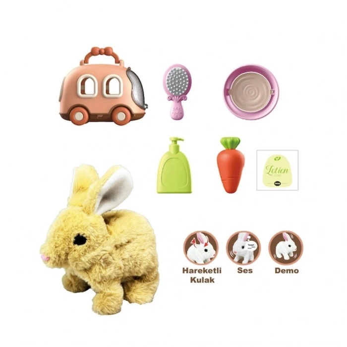 Mey İthalat®  JND-6800 Taşıma Araba Çantalı Hareketli Pilli Tavşan Set -Vardem Oyuncak